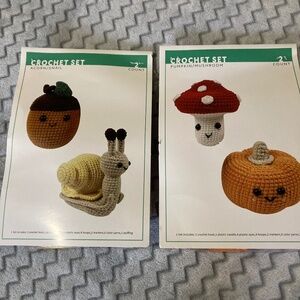New 2 knit kits/ snail,acorn, mushroom and a pumpkin